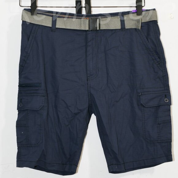 2 pairs shorts - Wearfirst Men's Belted Cargo Short Gray, , Navy . - Picture 2 of 6